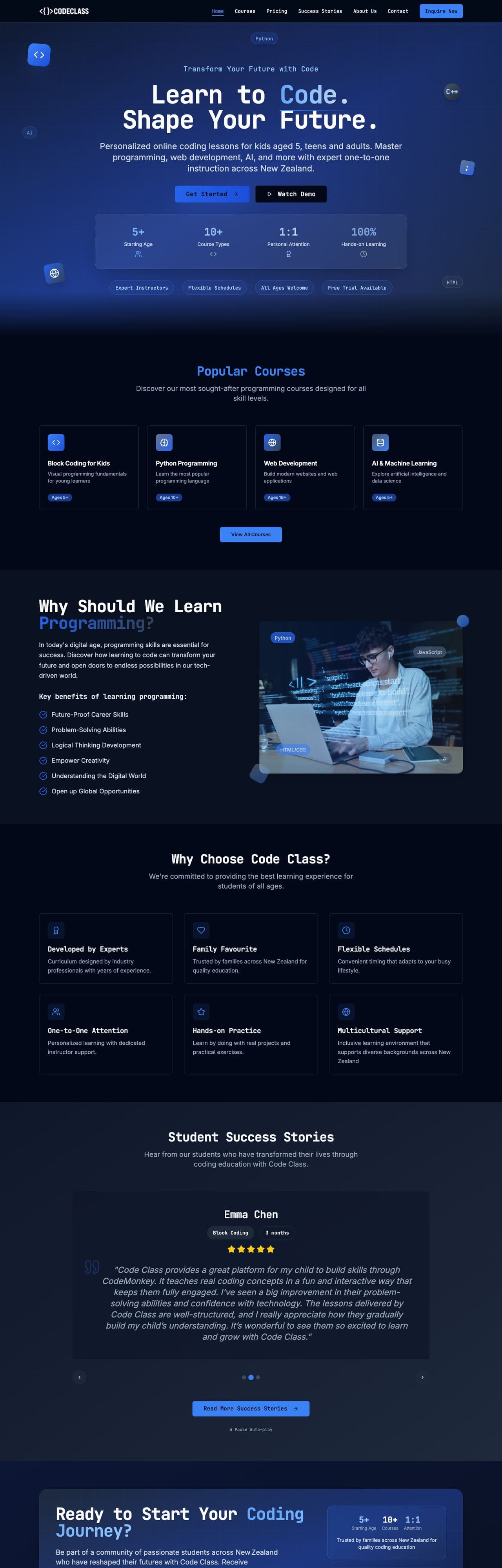 CodeClass New Zealand — full page